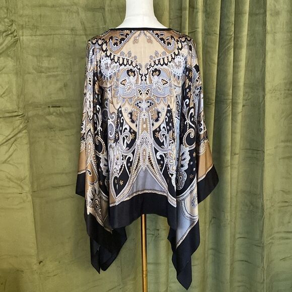 Amour de pin up silk Elegant Multicolor Patterned tunic, M - Picture 6 of 9